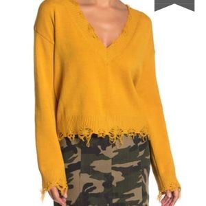 Yellow distressed sweater - new with tags!